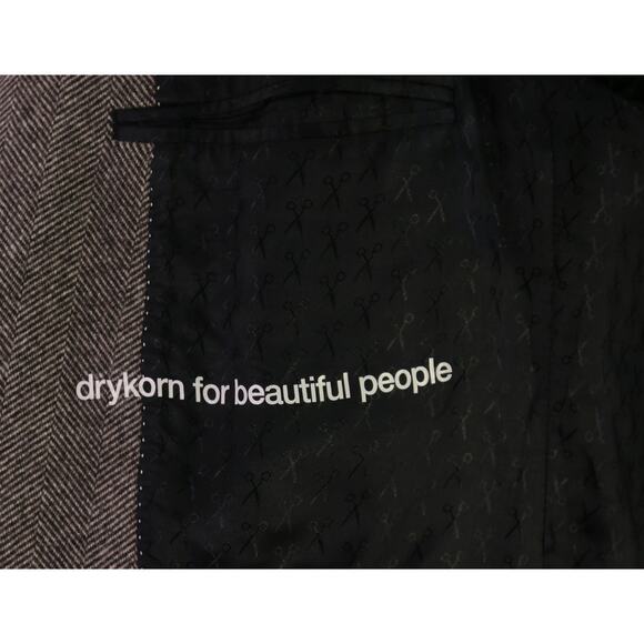 Drykorn Brown Herringbone Wool Fleece 2-Btn Blazer Jacket 40R - Picture 8 of 10